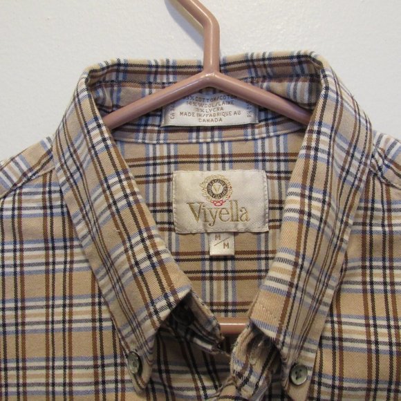 Viyella Men's Shirt Wool and Cotton Plaid Check Print Made in Canada Sz M EUC - Picture 2 of 11